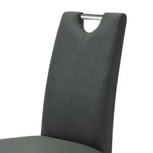 Chaises capitonnées Lenya (lot de 2) Imitation cuir - Anthracite / Chêne de Sonoma