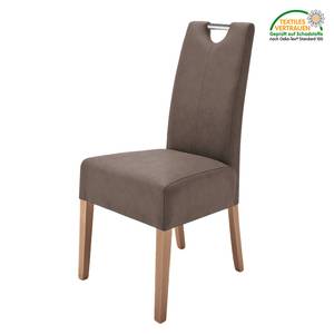 Chaises capitonnées Lenya (lot de 2) Imitation cuir - Marron / Chêne