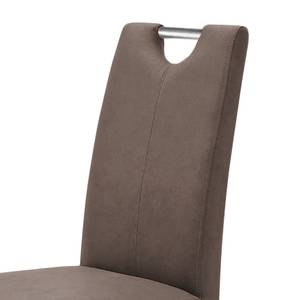 Chaises capitonnées Lenya (lot de 2) Imitation cuir - Marron / Chêne