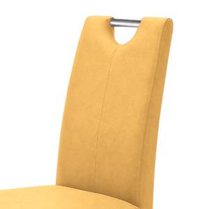 Gestoffeerde stoelen Paki kunstleer - Kerriegeel/massief eikenhoutkleurig