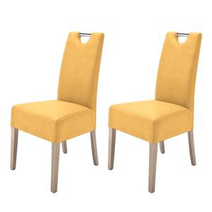 Gestoffeerde stoelen Paki kunstleer - Kerriegeel/Sonoma eikenhoutkleurig