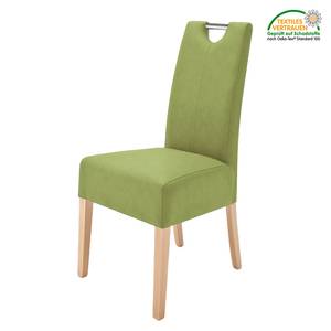 Chaises capitonnées Lenya (lot de 2) Imitation cuir - Vert kiwi / Hêtre naturel