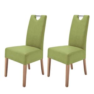 Chaises capitonnées Lenya (lot de 2) Imitation cuir - Vert kiwi / Chêne