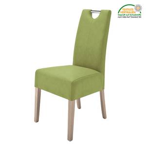 Chaises capitonnées Lenya (lot de 2) Imitation cuir - Vert kiwi / Chêne de Sonoma