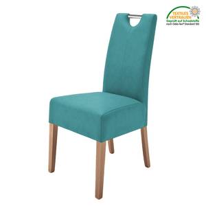 Gestoffeerde stoelen Paki kunstleer - Petrolblauw/eikenhout