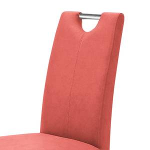 Chaises capitonnées Lenya (lot de 2) Imitation cuir - Rouge / Chêne de Sonoma