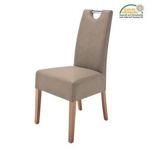 Chaises capitonnées Lenya (lot de 2) Imitation cuir - Taupe / Chêne