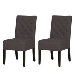 Chaises rembourrées Lilou (lot de 2) Tissu - Tissu Suria : Marron foncé