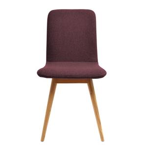 Chaises rembourrées Loca (lot de 2) Chêne massif - Tissu Muya : Aubergine