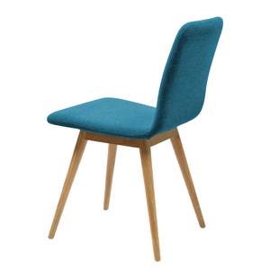 Chaises rembourrées Loca (lot de 2) Chêne massif - Tissu Gaia : Bleu pétrole