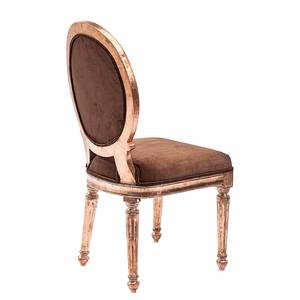 Chaise capitonnée Louis Brown Copper Velours / Manguier massif Marron Cuivre