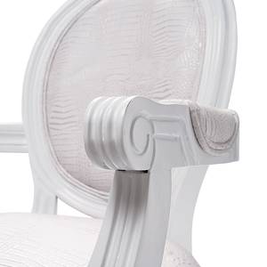 Chaise rembourré Louis White Crocodile Camphrier massif / Imitation cuir - 1 chaise - Avec accoudoirs