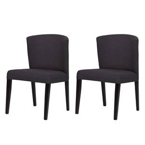 Chaises rembourrées Lydia (lot de 2) Tissu / Hêtre massif - Tissu Suria : Anthracite