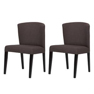 Chaises rembourrées Lydia (lot de 2) Tissu / Hêtre massif - Tissu Suria : Marron foncé