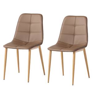 Chaises rembourrées Lykkla (lot de 2) Imitation cuir - Cappuccino