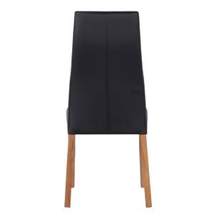 Gestoffeerde stoelen Maine massief eikenhout/echt leer - Zwart /lichte eikenhouten look