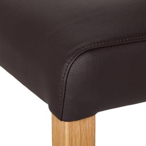 Gestoffeerde stoelen Maine massief eikenhout/echt leer - Donkerbruin /lichte eikenhouten look