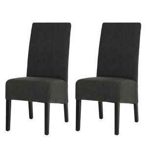 Chaises capitonnées Marco (lot de 2) Tissu graphite / Bouleau massif