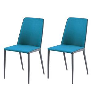 Chaises Maredale (lot de 2) Tissu - Bleu pétrole / Gris