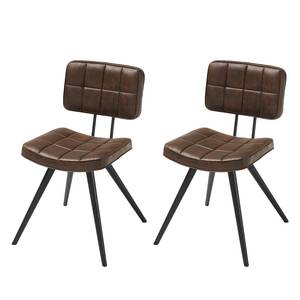 Lot de 2 chaises capitonnées Mimizan II Imitation cuir - Marron