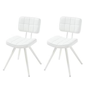 Lot de 2 chaises capitonnées Mimizan II Imitation cuir - Blanc