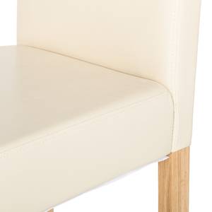 Chaise capitonnée Nella I Cuir synthétique - Beige - Lot de 2