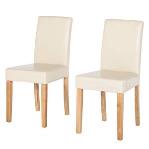 Chaise capitonnée Nella I Cuir synthétique - Beige - Lot de 2