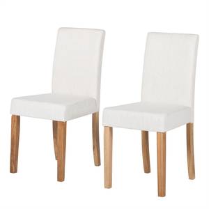 Chaise capitonnée Nella II Étoffe lin - Blanc - Lot de 2