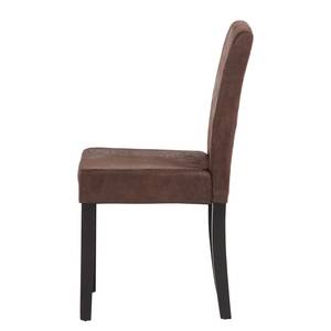 Chaises capitonnées Nella (lot de 2) Microfibre Marron vieilli