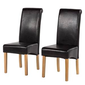 Chaises capitonnées Nello II (lot de 2) Cuir synthétique - Marron