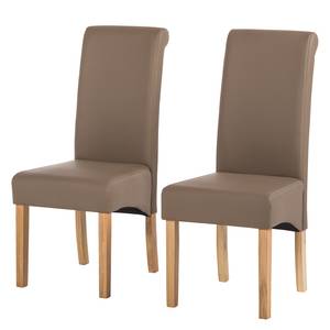 Chaise capitonnée Nello I Cuir régénéré - Latte macchiatto - Lot de 2