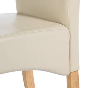 Gestoffeerde stoel Nello I geregenereerd leer - Crème - Set van 2