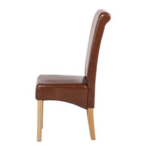 Chaise capitonnée Nello I Cuir régénéré - Cognac - Lot de 2