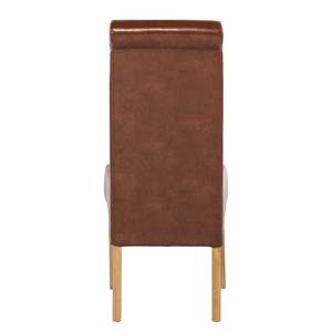 Gestoffeerde stoel Nello I geregenereerd leer - Cognackleurig - Set van 2