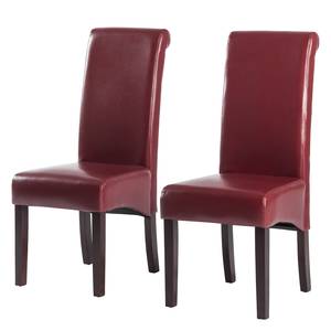 Gestoffeerde stoel Nello I geregenereerd leer - Schoorsteen rood - Set van 2