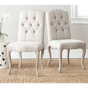 Chaises capitonnées Nora (lot de 2) Tissu Écru