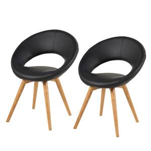 Gestoffeerde stoelen Page (2-delige set) zwart kunstleer - Zwart