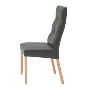 Gestoffeerde stoelen Paki (set van 2) kunstleer - Antracietkleurig/beukenhout