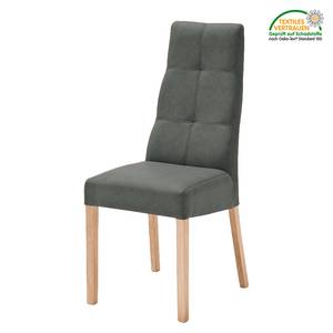 Gestoffeerde stoelen Paki (set van 2) kunstleer - Antracietkleurig/beukenhout