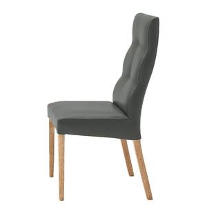 Gestoffeerde stoelen Paki (set van 2) kunstleer - Antracietkleurig/eikenhout