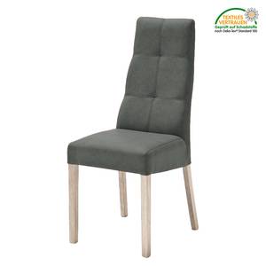 Gestoffeerde stoelen Paki (set van 2) kunstleer - Antracietkleurig/Sonoma eikenhout