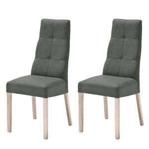 Gestoffeerde stoelen Paki (set van 2) kunstleer - Antracietkleurig/Sonoma eikenhout