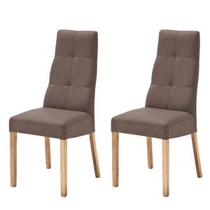 Gestoffeerde stoelen Paki (set van 2) kunstleer - Bruin/eikenhoutkleurig