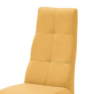 Gestoffeerde stoelen Paki (set van 2) kunstleer - Kerriegeel/natuurlijk beukenhoutkleurig