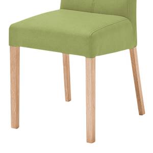 Gestoffeerde stoelen Paki (set van 2) kunstleer - Kiwigroen/natuurkleurig beukenhout