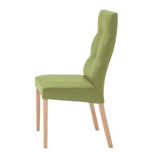 Gestoffeerde stoelen Paki (set van 2) kunstleer - Kiwigroen/natuurkleurig beukenhout