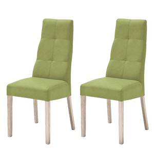 Gestoffeerde stoelen Paki (set van 2) kunstleer - Kiwigroen/Sonoma eikenhoutkleurig