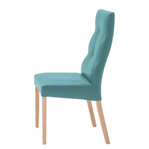 Gestoffeerde stoelen Paki (set van 2) kunstleer - Petrolblauw/beukenhout