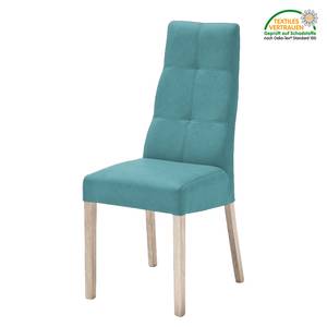 Chaises capitonnées Paki (lot de 2) Imitation cuir - Bleu pétrole / Chêne de Sonoma