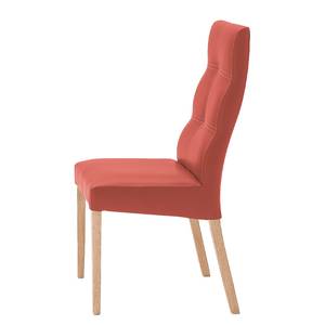 Gestoffeerde stoelen Paki (set van 2) kunstleer - Rood/beukenhoutkleurig